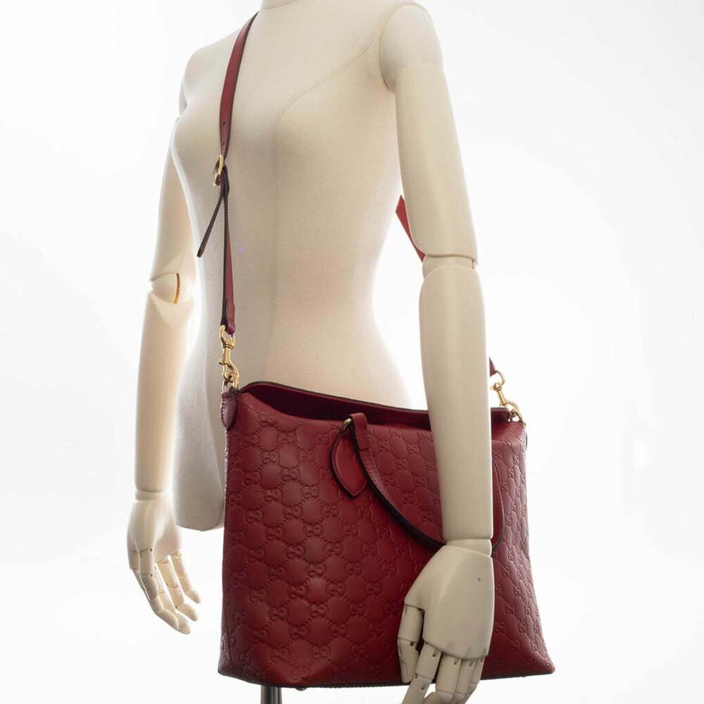 GUCCI Red Leather Tote Bag - Picture 10 of 16